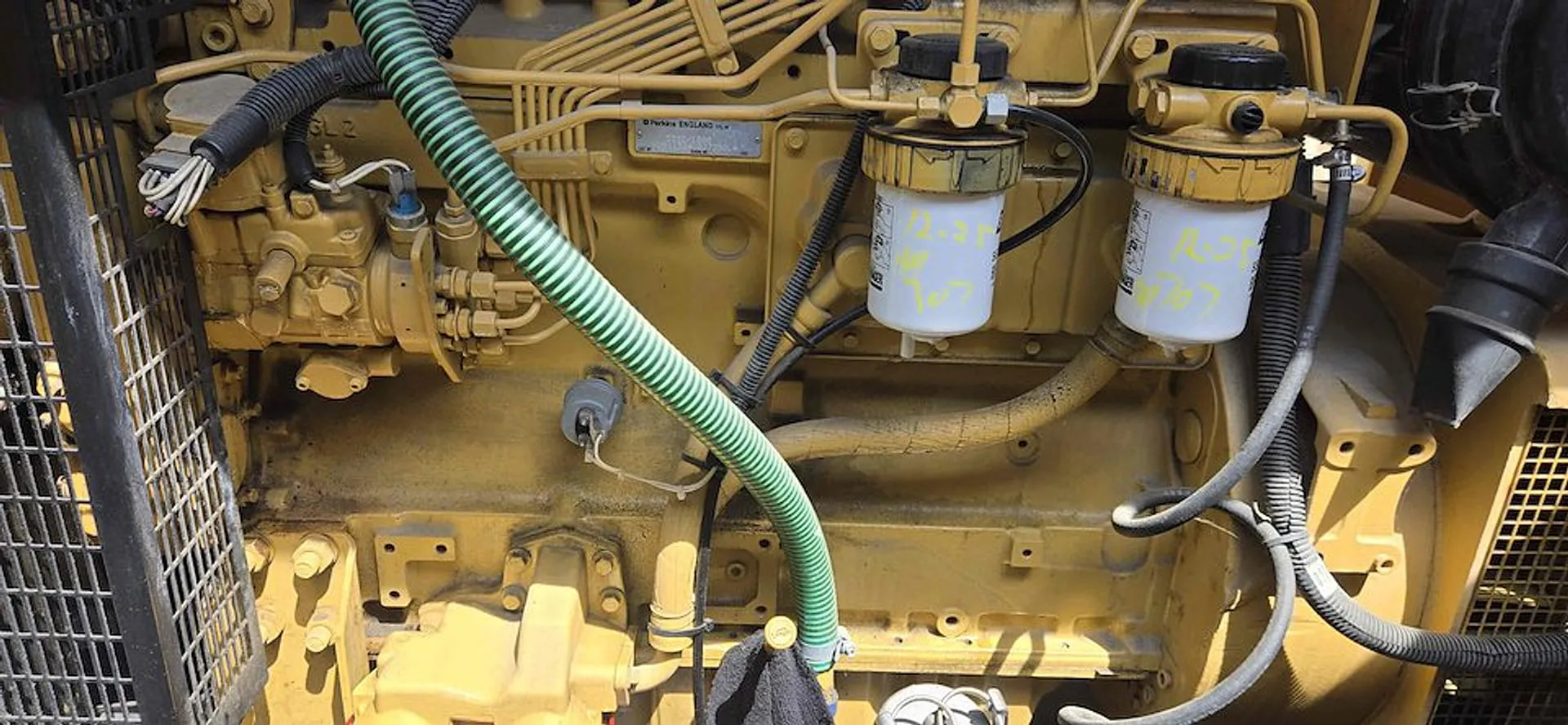 Fuel filters on a diesel generator engine