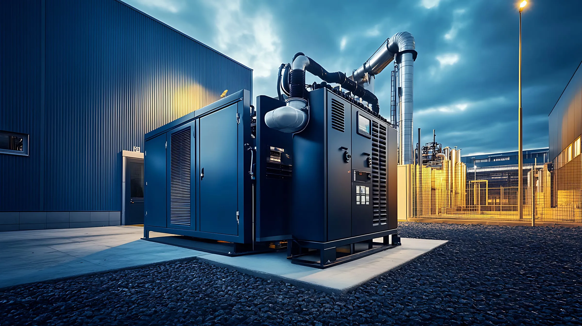 Technician maintaining a standby generator