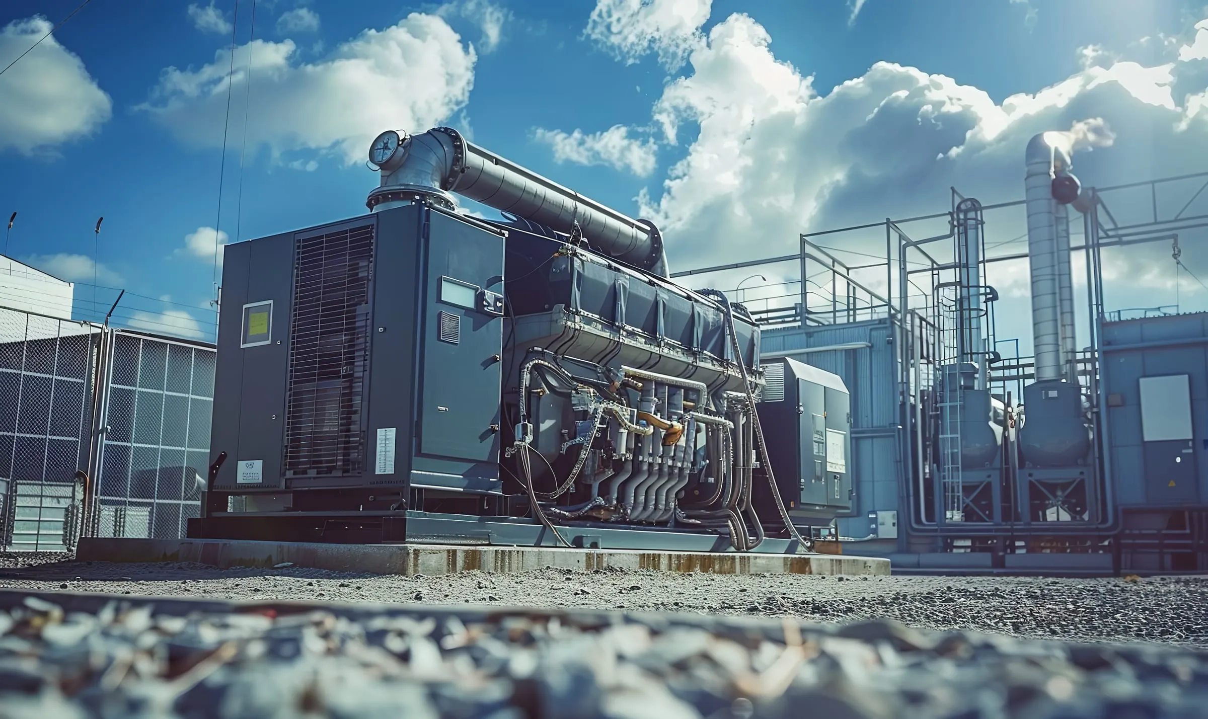 Technician servicing a commercial generator
