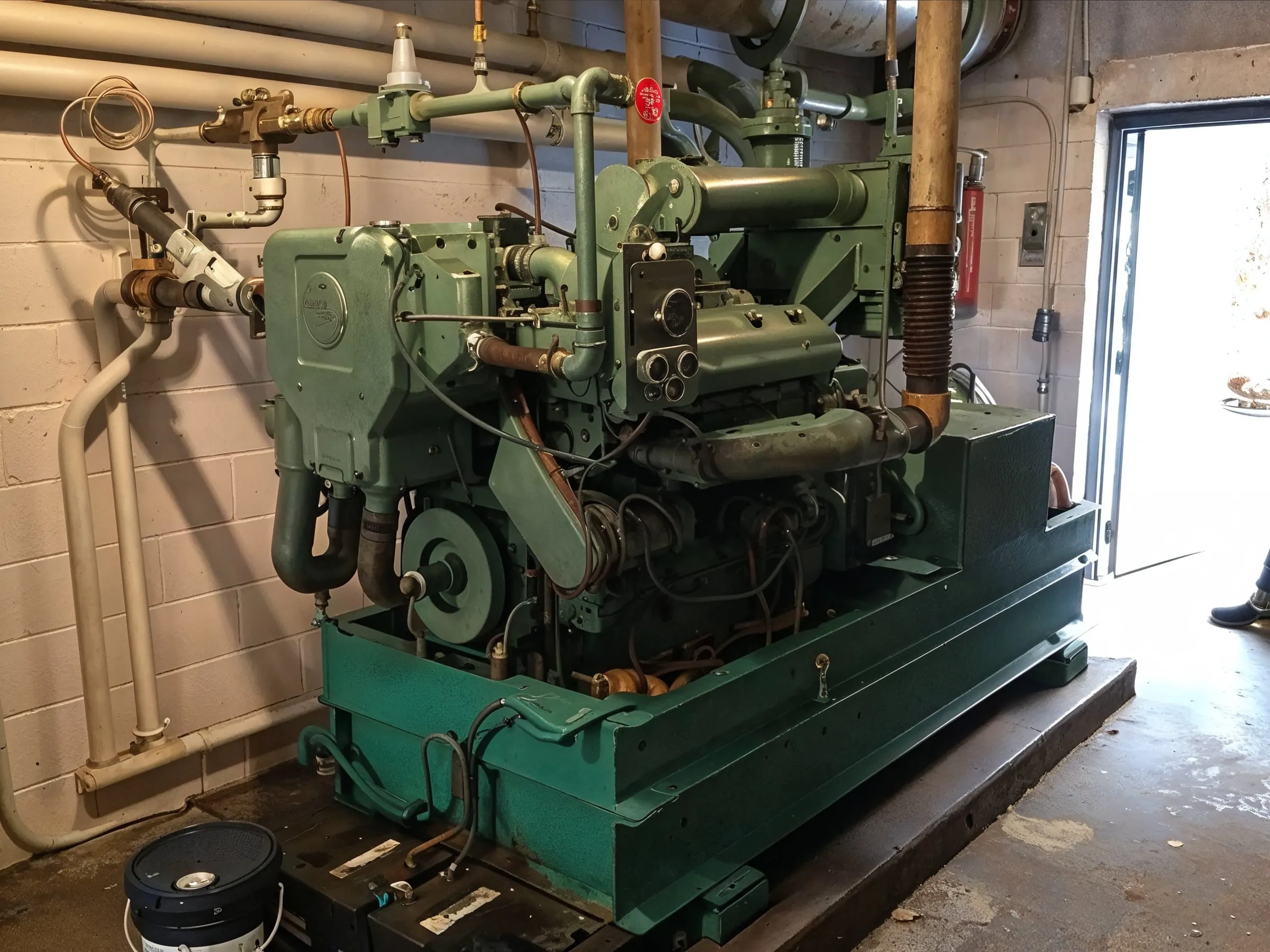 National Standby Repair technician beside an installed standby generator