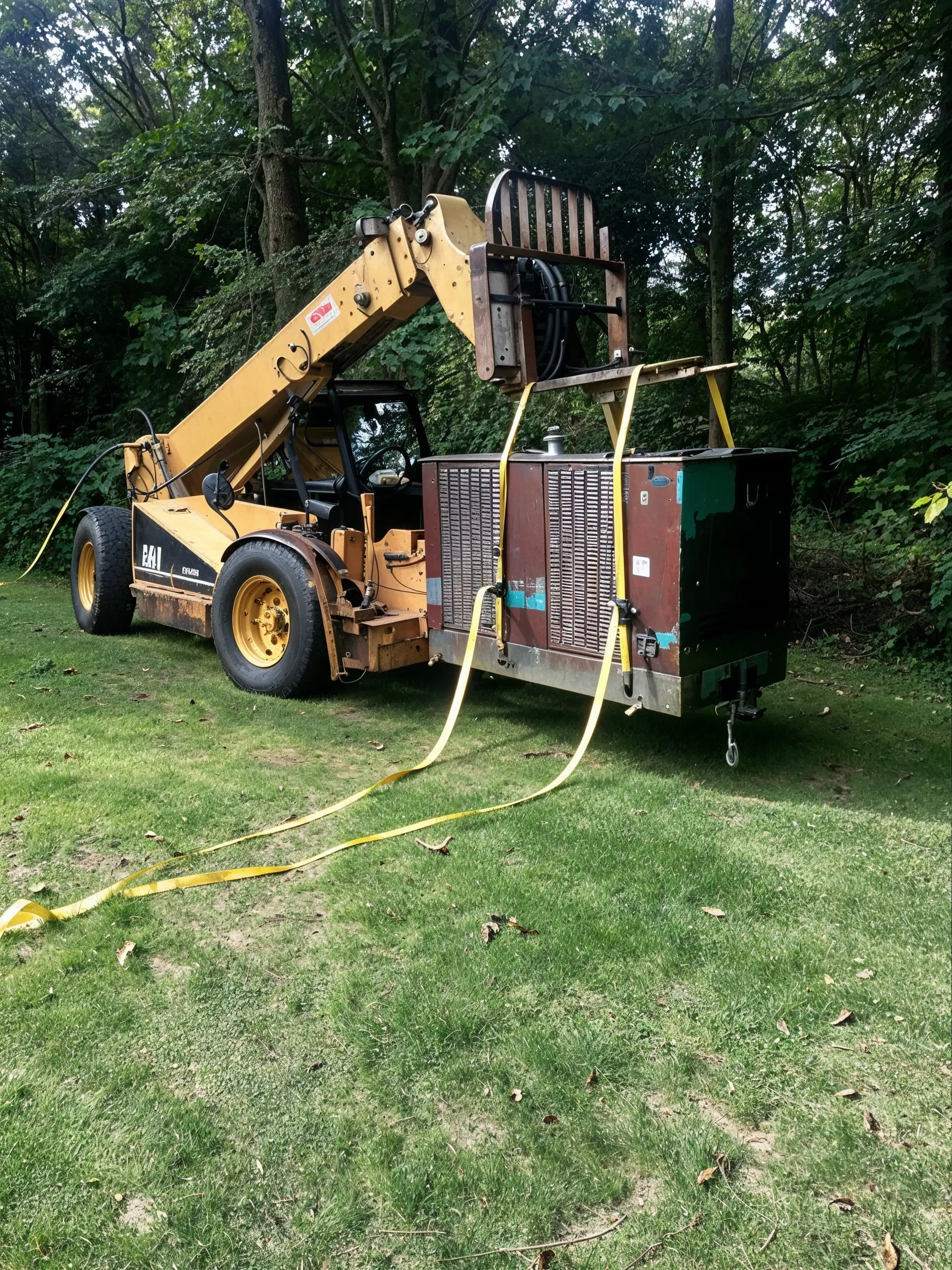 Telehandler delivering a commercial generator